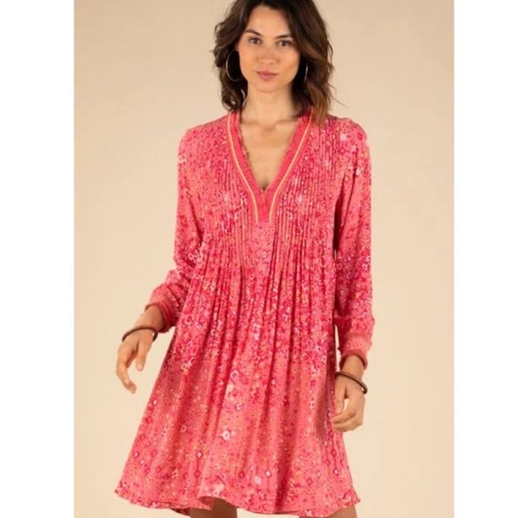 POUPETTE ST. BARTH Ola Long Sleeve Mini Dress Pink medium - Picture 2 of 6